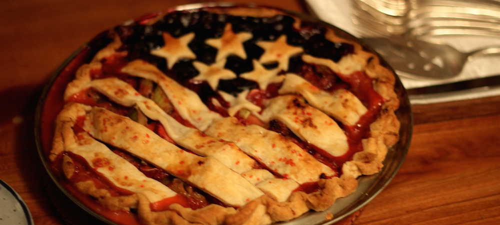 a fruit pie decorated like an American flag for the fourth of July